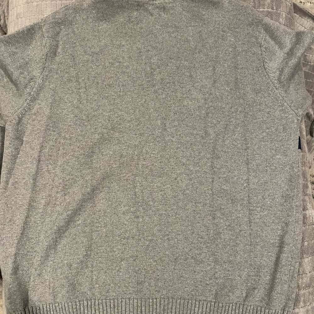 Eddie Bauer Gray Zip-Up Sweater with Red and Blue Stripes - Picture 5 of 6